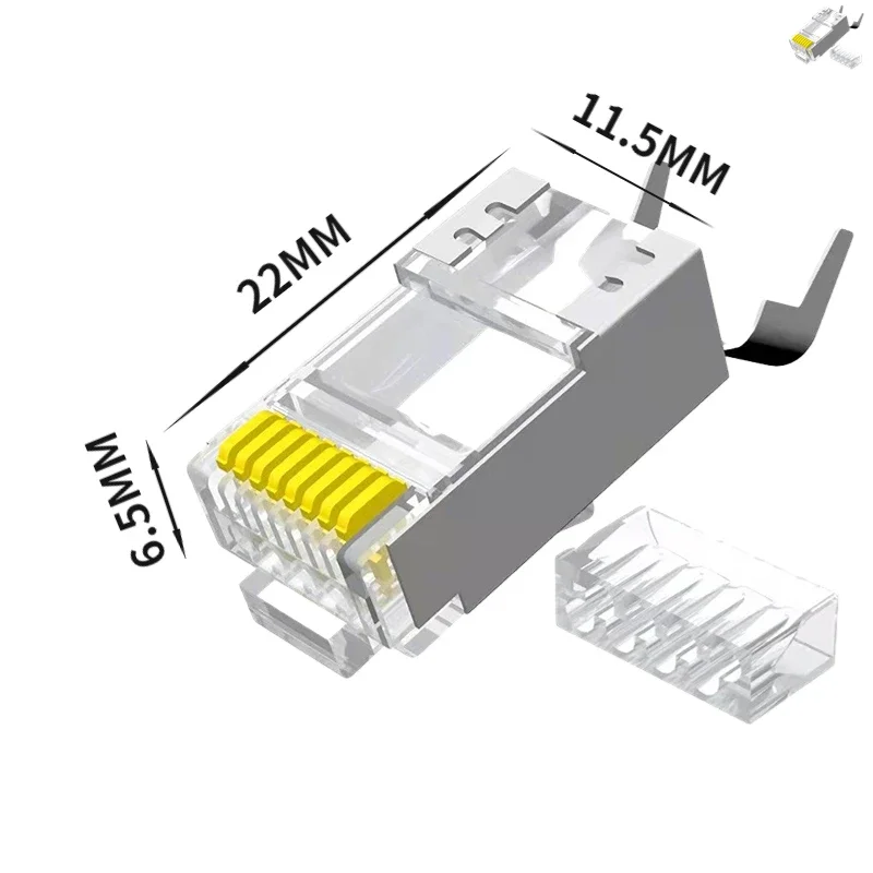 Schermato Cat7RJ45 perforato 8 p8c modulare categoria 7 spina della testa del cavo Ethernet connettore RJ45 di rete placcato oro (100 pezzi)