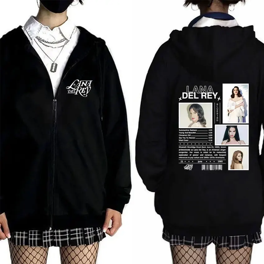 

Hot Singer Lana Del Rey 2025 Merch Zipper Hoodie Men Women Fashion Pop Music Oversized Zip Up Hoodies Male Vintage Jacket Coat