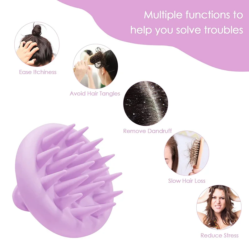 Soft Silicone Hair Scalp Massager Shampoo Brush Portable Hair Scalp Scrubber for Dandruff Removal Easily Reach Root Clean Comb