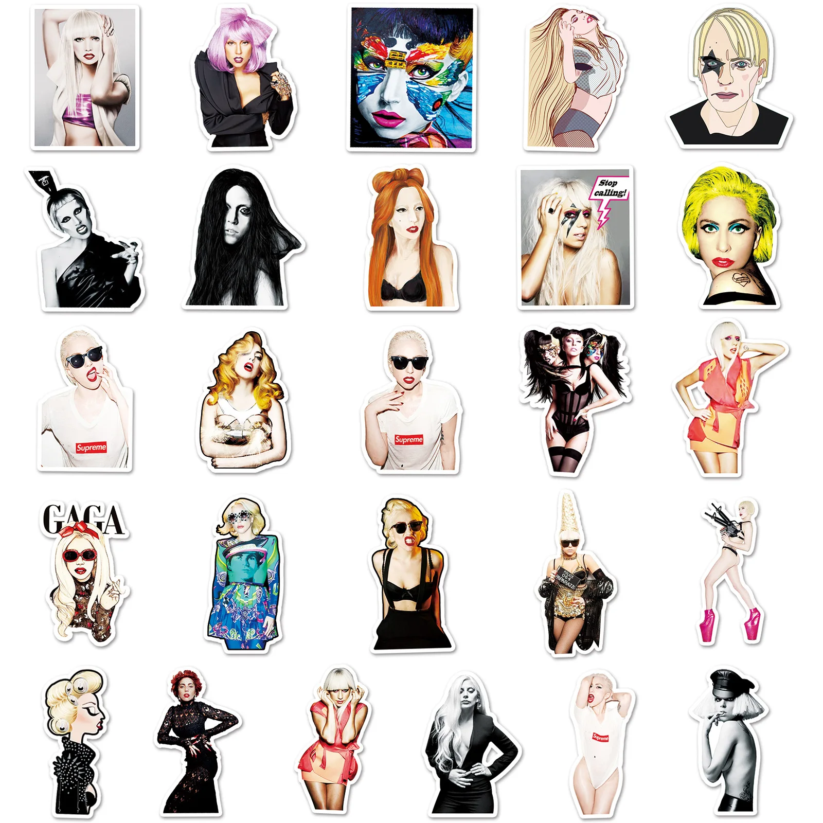 50 pçs senhora gaga sexy atriz graffiti adesivos fãs loucos à prova dwaterproof água skate mala de viagem telefone portátil bagagem guitarra brinquedos