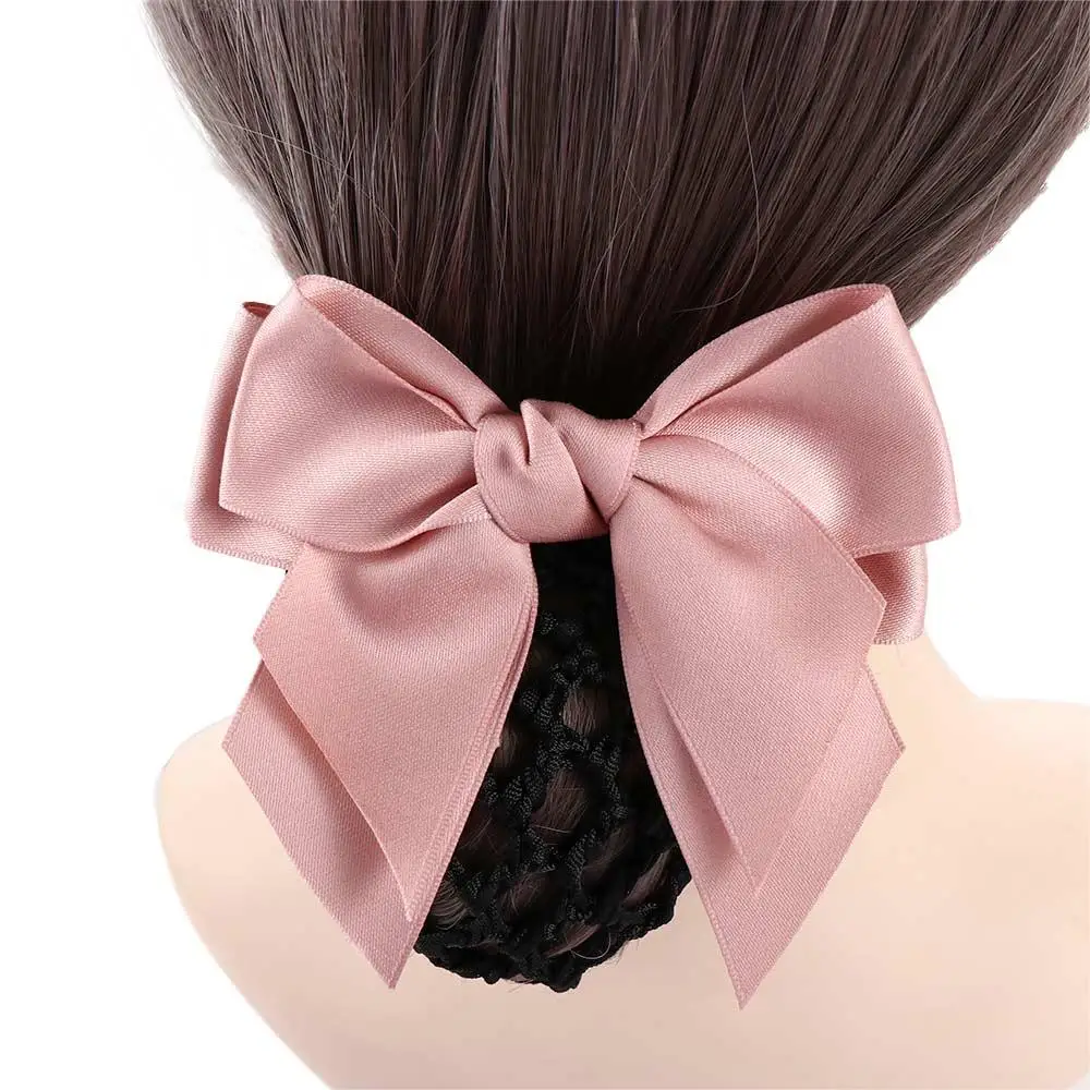 Headwear Elegant Female Bowknot Nurse Hotel Hairgrips Cover Net Ponytail Clip Korean Bun Snood Women Spring Clip