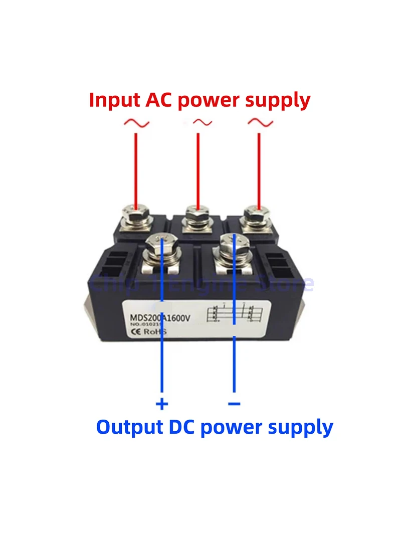 Three phase rectifier bridge MDS75  75A 100A 150A 200A 250A 1600V  2000V  AC/DC diode rectifier module