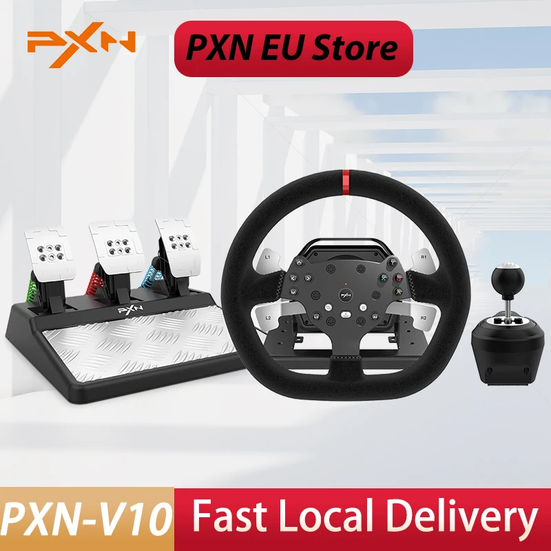 PXN-Volante para PC, 3 em 1, Force Feedback, Simulador de Corrida, V10, Windows 7, 8, 10, 11, PS4Xbox One, Xbox Series X, S, 3.2Nm