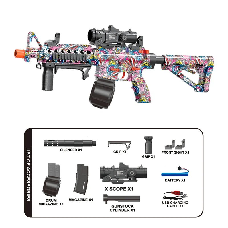 M4 Gun Toy Halloween Electric Blaster Automatic Outdoor Shooting Sport Bullet Shoot Water Ball Toys For Interactive Parent Child