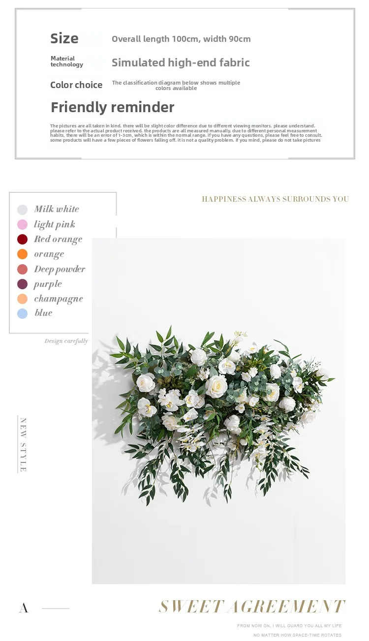 100CM Künstliche Grünblätter Kamelienblumen-Reihe Wandbehang Blumenhintergrund Hochzeit Fenster Hotel Outdoor-Event-Dekoration Großhandel – Detail 4