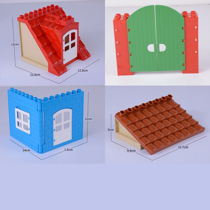 MOC Big Particle Roof Doors Tiles Wall Building Block Set City Accessories Brick Large size Duploes Compatible Duploe Toys