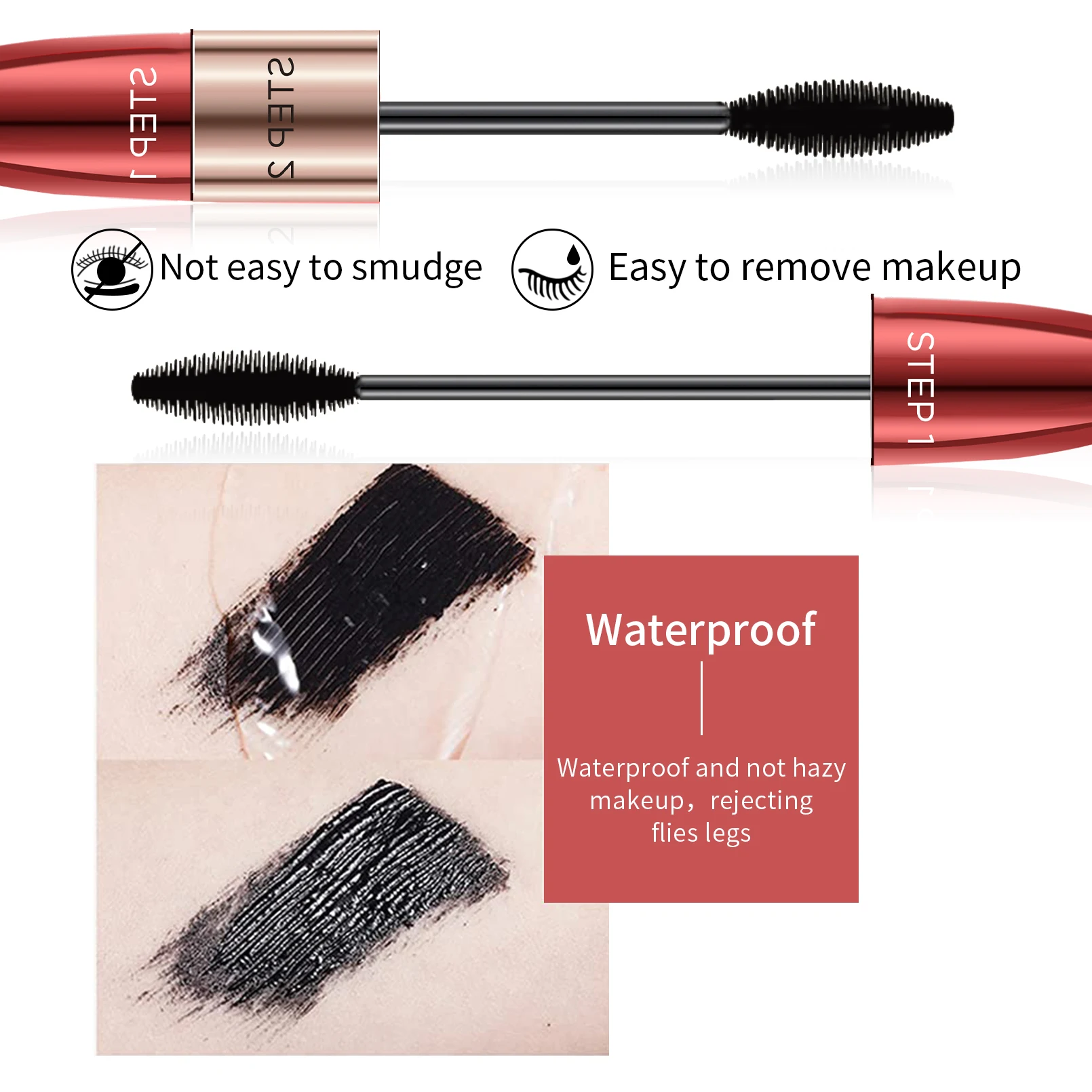 Ogen Make-Up Set 2 In 1 Zwarte Mascara + Vier-Vork Wenkbrauwpotlood Zwarte Waterproof Wimpers Snel Droog cosmetica Wimpers Brow Pen