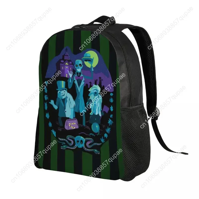 Custom Haunted Mansion Backpacks Men Women Casual Bookbag for College School Halloween Ghost Bags