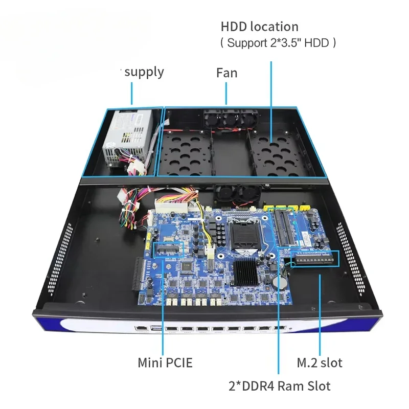 Mini server per PC rack 1U con CPU Quad Core I5 6500 8 I211-AT Supporto per router firewall Lan Pfsense 4 porte SFP