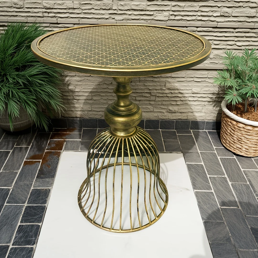 

Vintage Antique Bronze/Metal Iron Round/oval Table - Heavy-Duty Outdoor/ Round Coffee Table with Sturdy Base, Antique Bronze for