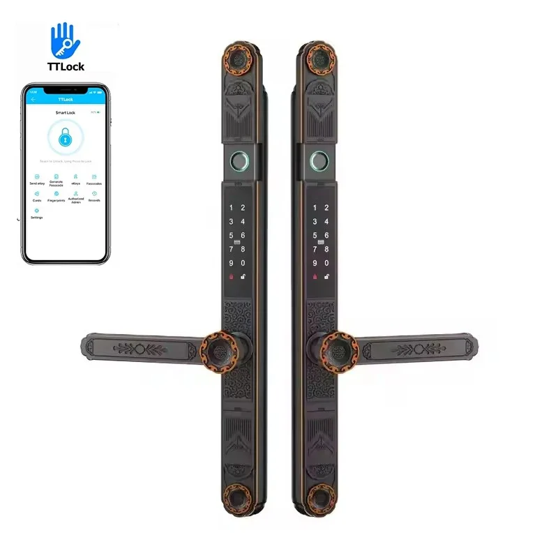 Ttlock Ble Aluminium Smart Lock Double Fingerprint Door Lock Waterproof Intelligent Patio Villa Gate Lock Outdoor Smart Home