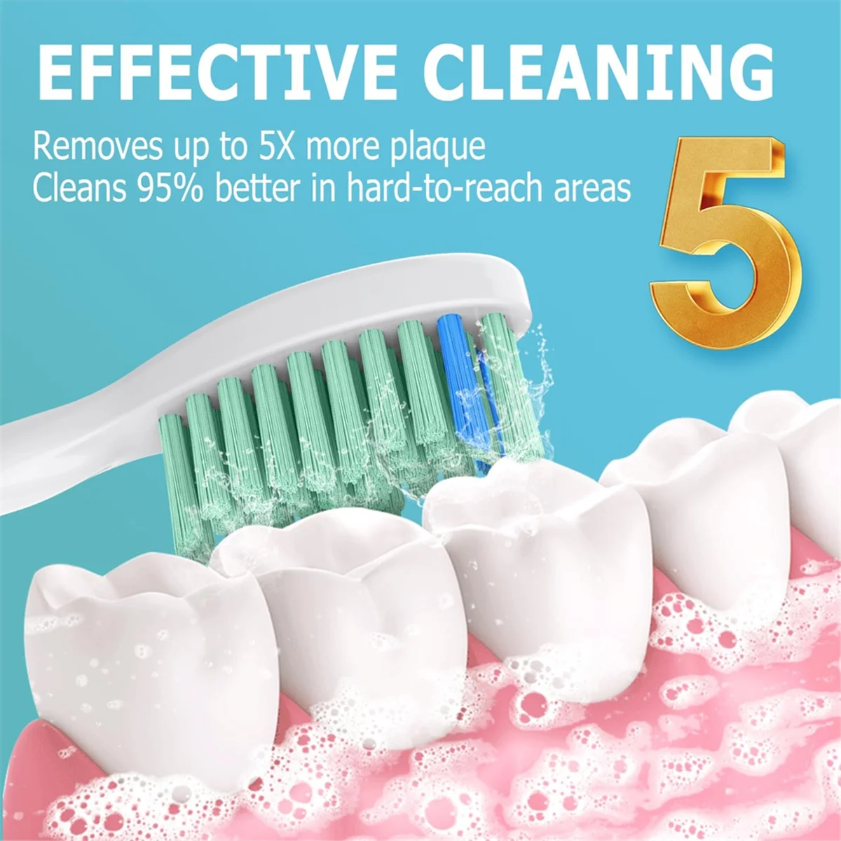 6 قطع من رؤوس فرشاة الأسنان البديلة الأنيقة لذكاء فيليب سونيكير HX7001/HX7002/HX7351/HX5100/HX7022