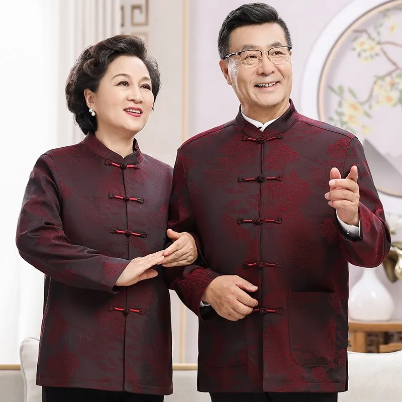 

Autumn Winter Tang Suit Jaet Set for Middle-Aged And ly Parents Fce Lined Birthday Gift for andparents Couples
