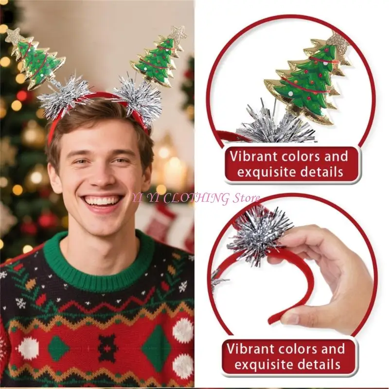 

N5KF Sparkling Christmas Hairband Star/Tree Hair Styling Accessory Seasonal Decors