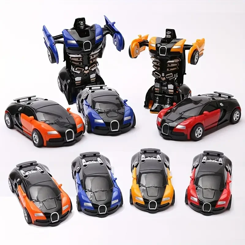 Transforming Car Robot Model Cars Automatic Deformation Push And Go Vehicle Toy Race Modle Car Toys Easter Gifts For Boys