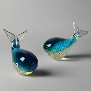 

Glow In The Dark Glass Dolphin Whale Figurine Ocean Animal Art Ornament Handmade Gift For Birthday Home Desk Decoration Decor