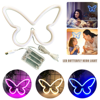 Butterfly Neon Sign Light LED Animal Logo Night Light Lamp Bulbs Wall Hanging Decor Romantic Birthday Party Room Christmas Gift