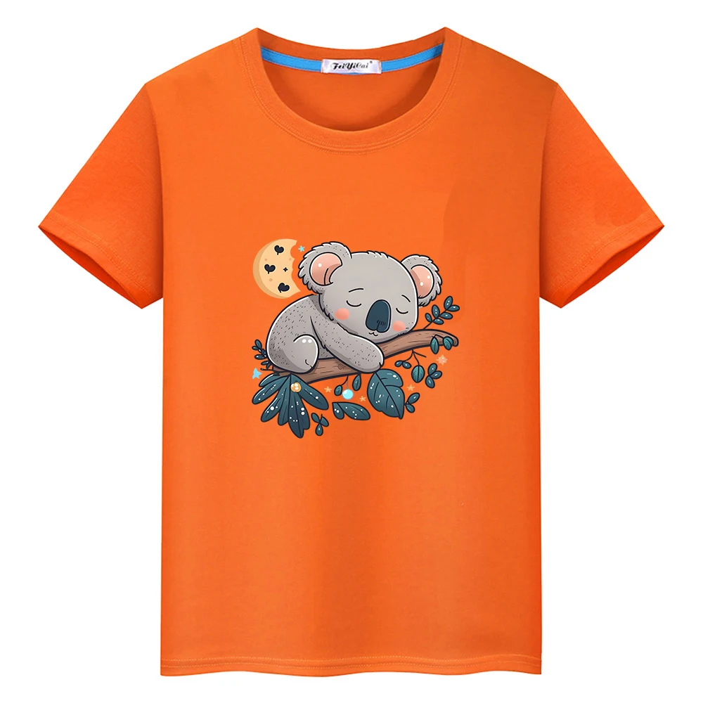 Australia Animal Koala Cartoon T-shirt Causal Summer Short Sleeve Tee-shirt 100% CottonSoft  Kawaii Graphic Tshirts Boys/Girls