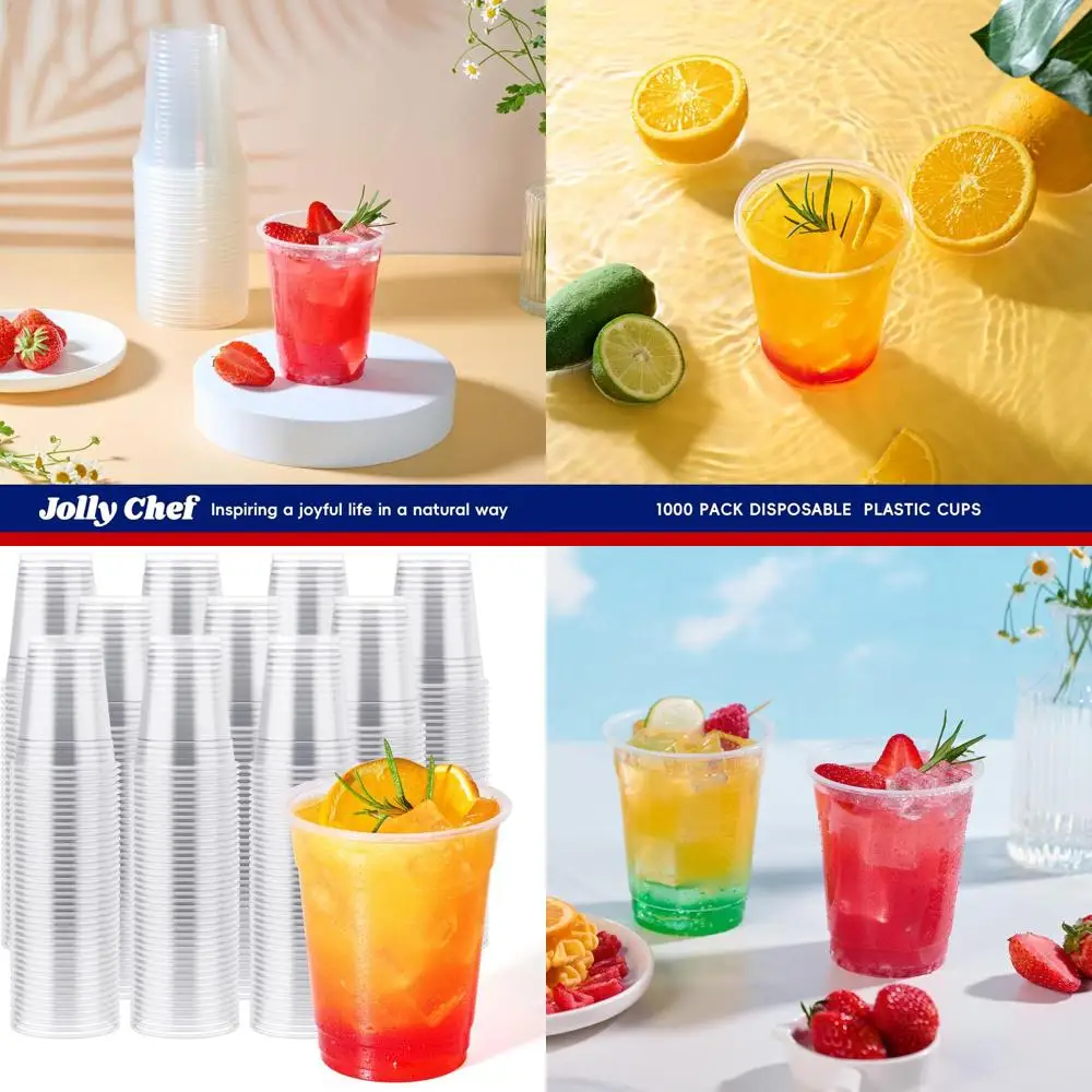 

1000 Count 12 oz Transparent Plastic Cups, Disposable for Beverages, Ideal for Iced Coffee, Milkshakes, and Cold Drinks