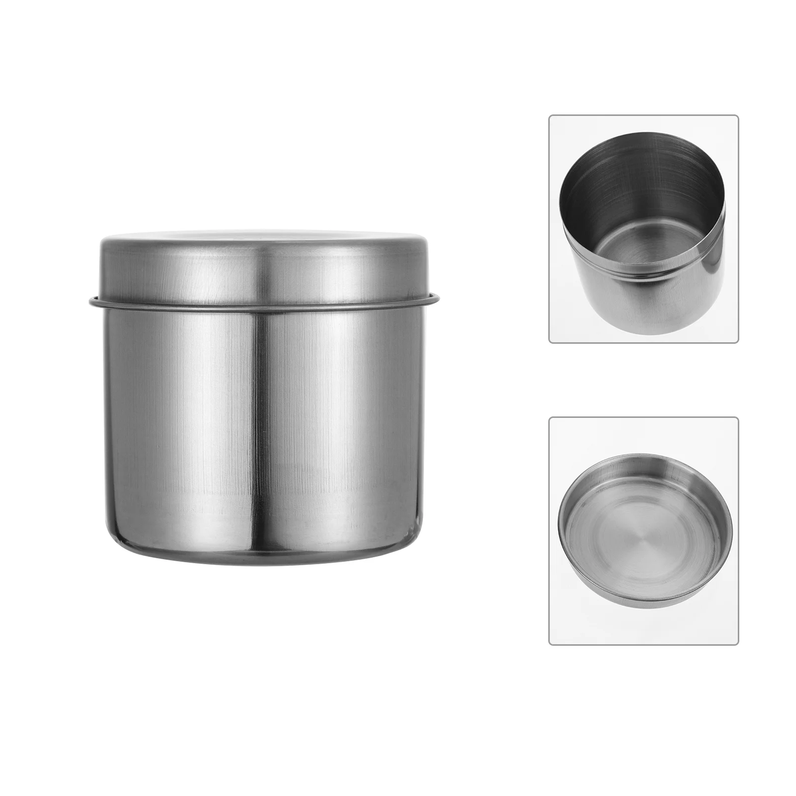 2 Pcs Organiser Stainless Steel Storage Tank Jar Household Can Square Container