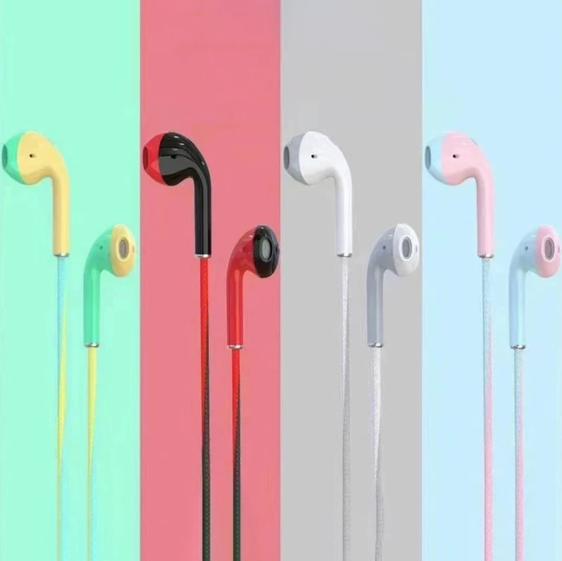 Universal 3.5mm Stereo In-Ear Headphones Macaron Color Sport Music Earbud Wired Earphones With Mic