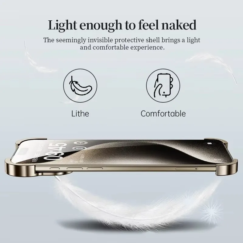 Irregular Metal Bumper Phone Case For iPhone 17 16 15 14 13 12 Pro Max Plus 17Air 16E Aluminum Alloy Frameless Shockproof Cover