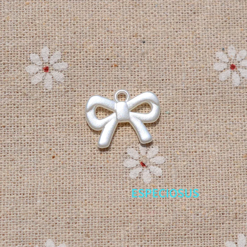 Beige Color 19MM ABS Pearl Charms For Earring Making Departments Bowknot Pendants Beads For Jewelry Making Accessories 50Pcs