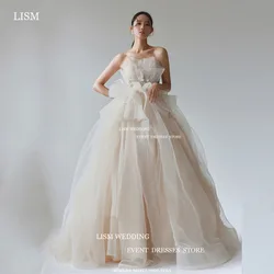 LISM Fairy-vestidos de novia sin tirantes para mujer, traje Formal con tirantes finos, longitud hasta el suelo, estilo coreano, para sesión de fotos