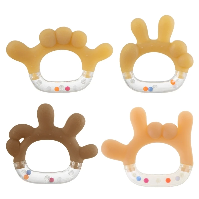 Y1UB Baby Teething Toy Soft Silicone Teether with Rattle for Babies Gift