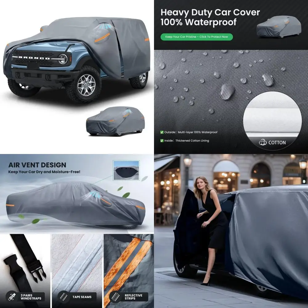 

Breathable Vented Premium Car Cover with Cotton Liner and Zippered Closure for 2021-2025 Waterproof SUV Models