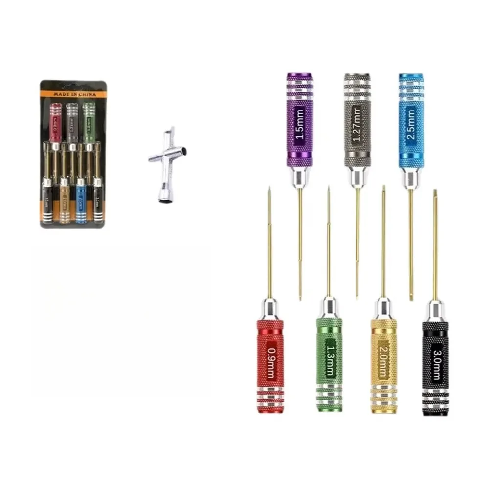 Short model aircraft titanium-plated hexagonal color round handle screwdriver set RC remote control car professional tool