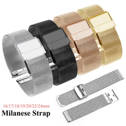 16/17/18/19/20/22/24mm Milanese Strap for Seiko for DW for Huawei Watch Band Men Universal Bracelet Quick Release Watch Band