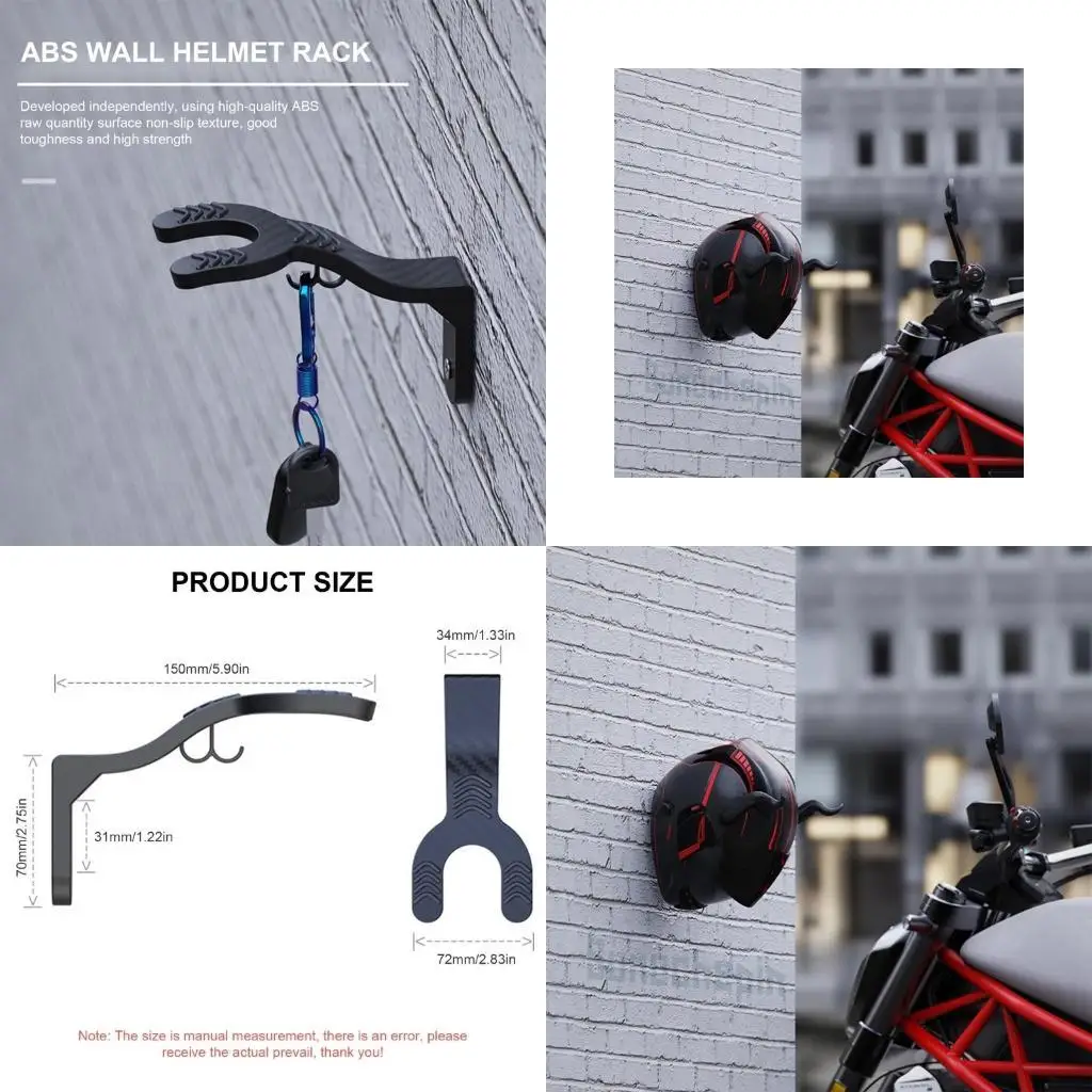 31BC All Purpose Kitchen Cabinet Shelf Helmets Rack for Bikers Secure Wall Mount Hook