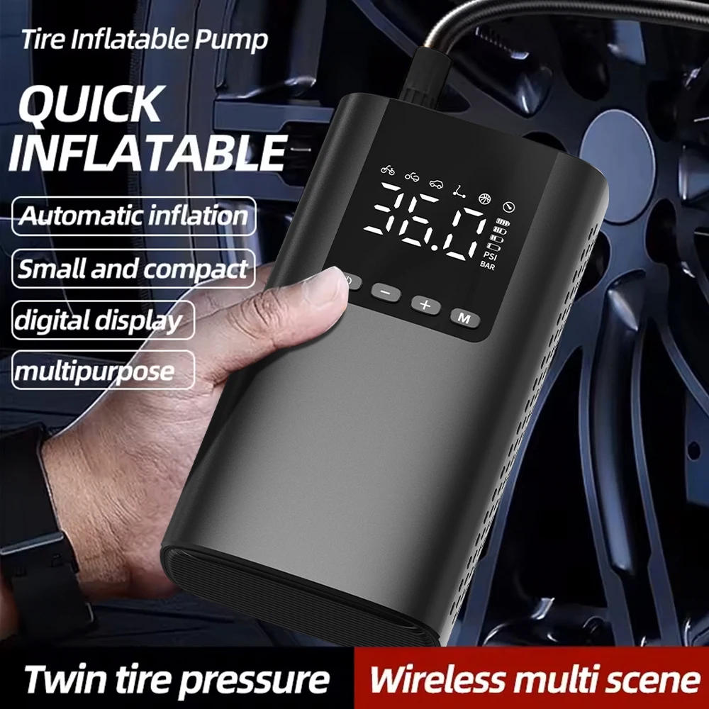 Electric Smart Air Pump 150PSI Tire Fast Inflator Portable Compressor with Digital Pressure Gauge for Car Bike Motorcycle Ball