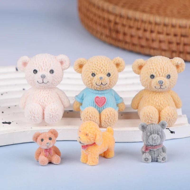 1PC domek dla lalek dekoracja wnętrz Kawaii uciekają figurki niedźwiedzia miniaturowe rękodzieło bajkowa ozdoba ogrodowa akcesoria do majsterkowania