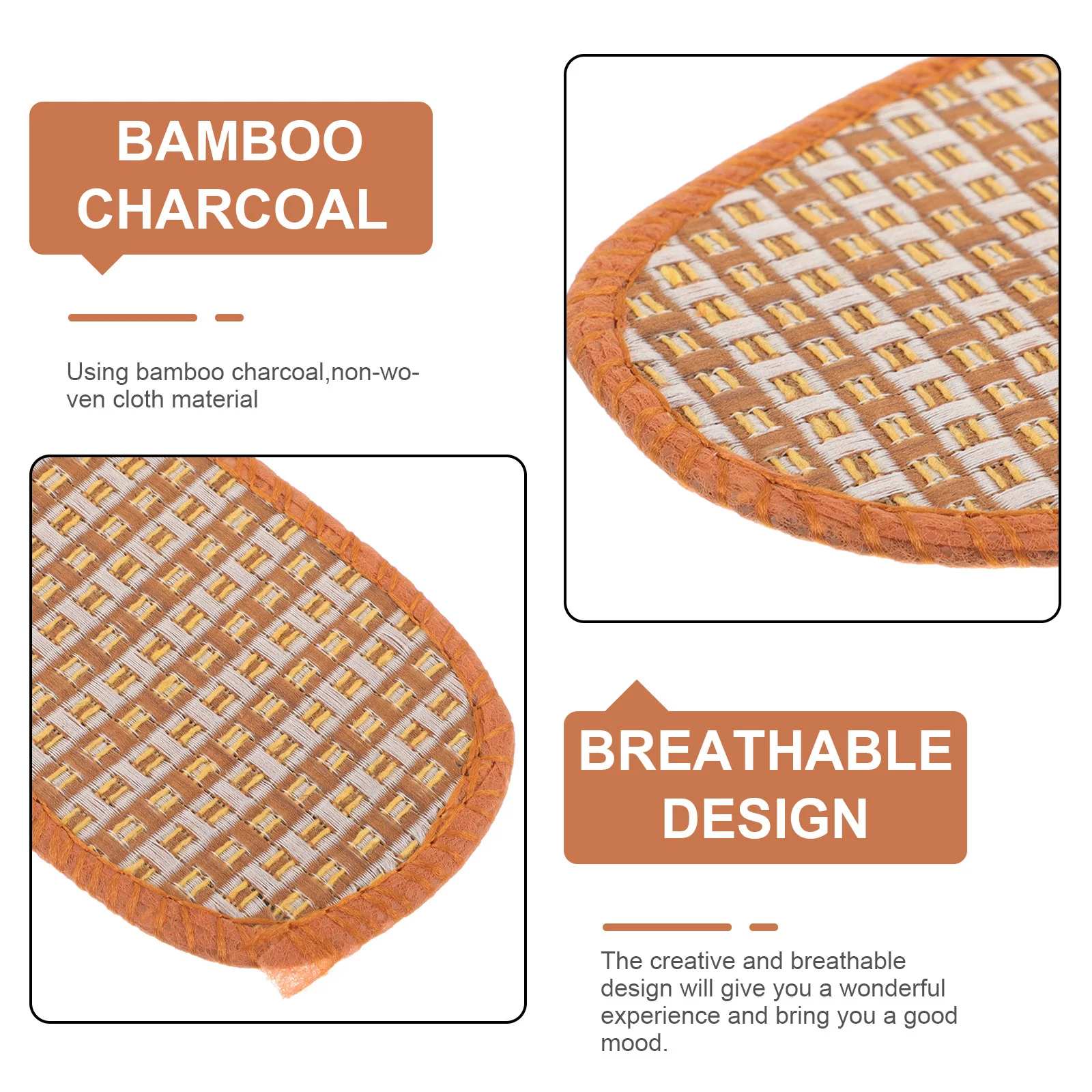 

4Pairs Anti Odor Insoles Bamboo Charcoal Shoe Inserts Breathable Barefoot Replacement Inner Pads for Daily Wear Sports