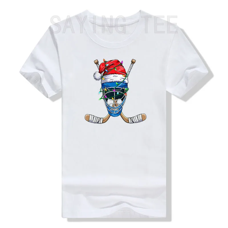 Camiseta con diseño deportivo de Papá Noel para hombre y niño, camiseta de jugador de Hockey de Navidad, ropa Y2k, disfraz de vacaciones de Navidad,