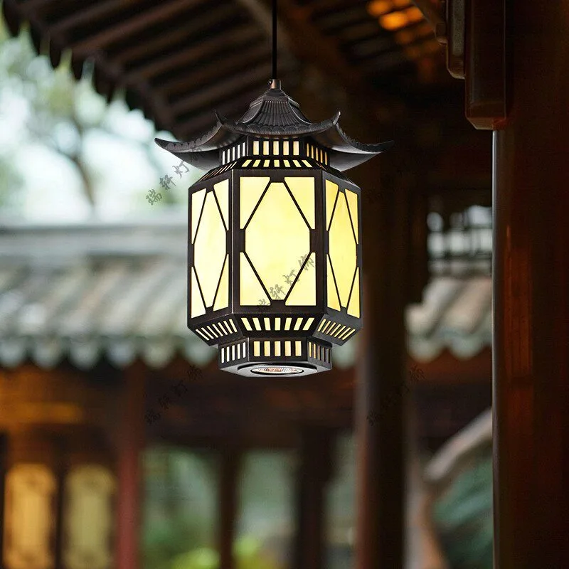 

Chinese-style courtyard outdoor eaves villa garden pavilion entrance door retro style lantern corridor aisle small chandelier