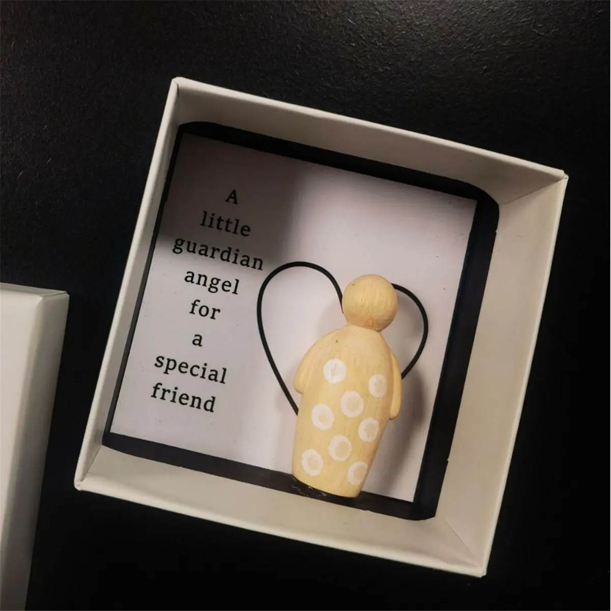 N14R Top Boxed Guardian Angel for A Special Friend, Handmade Wooden Carving Angel Boxed Gift with Wire Wings and Card Angel