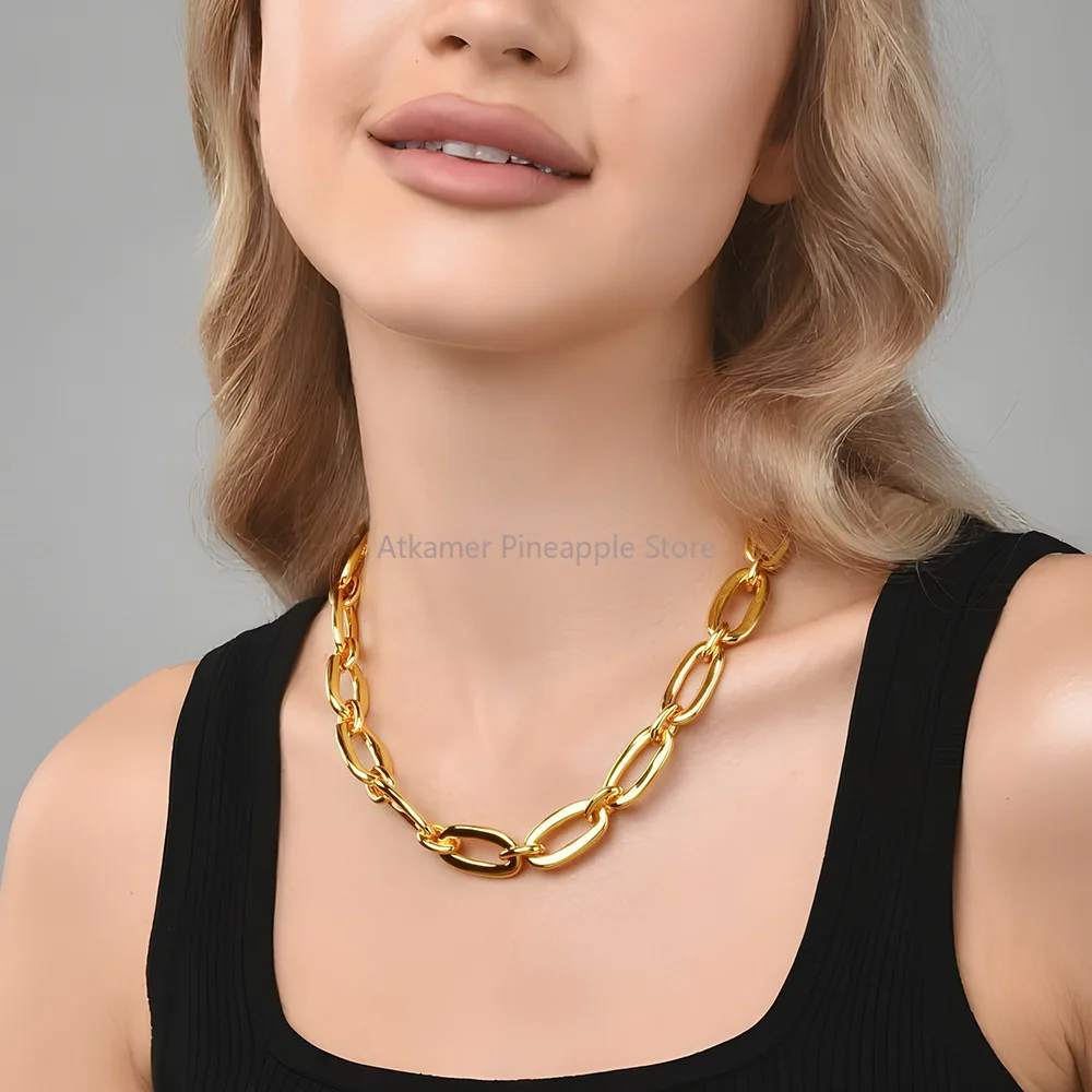 

Ожерелье с геометрическим металлическим элементом, цепочка на ключицу, золотого цвета, цепочка, ожерелье, ожерелье в стиле панк для женщин, ювелирные аксессуары, подарок