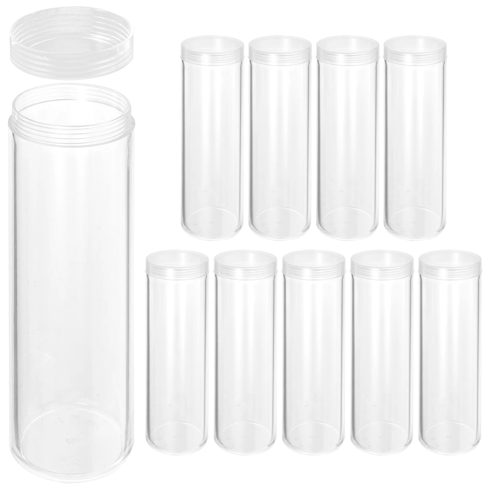 10 Pcs Coin Storage Tube Collection Supplies Container Tubes with Caps Clear Mini