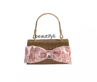 Special-Interest Design Diamond Bow Mini Handbag for Women Autumn and Winter New Chain Bag