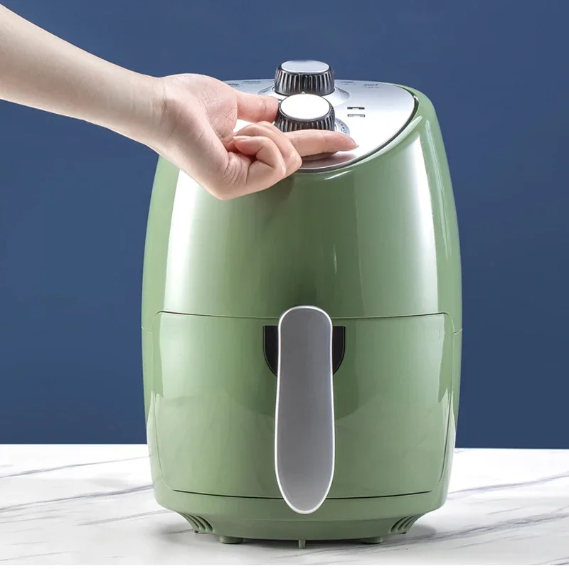 Mini Air Fryer Household Smoke-free French Fries Machine Fryer 2.6L Electric PFA Round Green Making Food Maxky Kitchen 1000 220