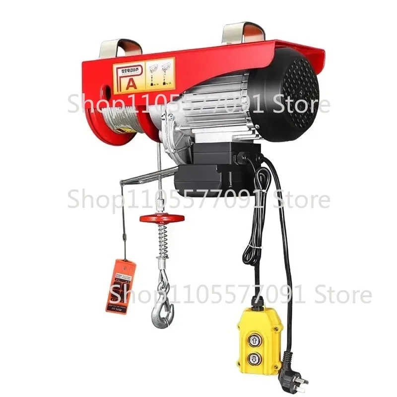 Miniature Electric Hoist 220V, Household Wireless Remote‑Control Small Crane, 1‑Ton Wire Rope Hoist Small Lifting Elevator