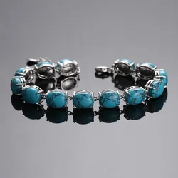 Natural Amethyst Labradorite Turquoise Bracelet S925 Silver Plated Bracelet Party Anniversary Gift Bangle Jewelry for Women