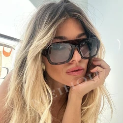 Thick Frame Square Sunglasses for Women Vintage Leopard Sun Glasses Female Fashion Chic Polygon Eyewear Shades Oculos
