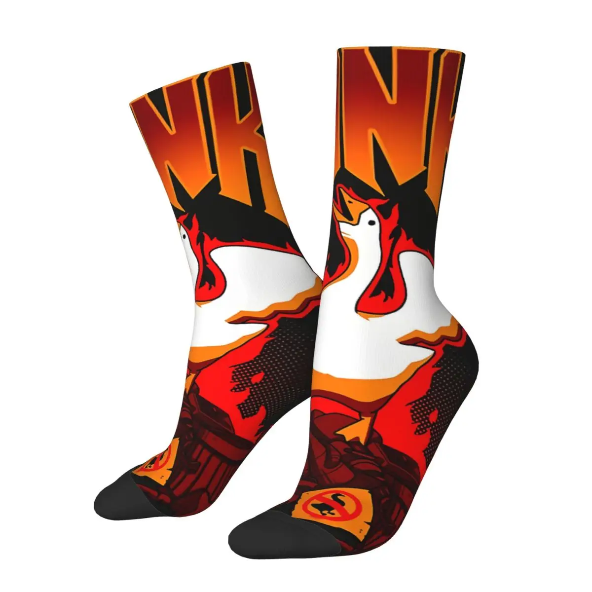 Happy Men's Socks Goose Honk Retro Street Style Seamless Crew Sock Gift Pattern Printed