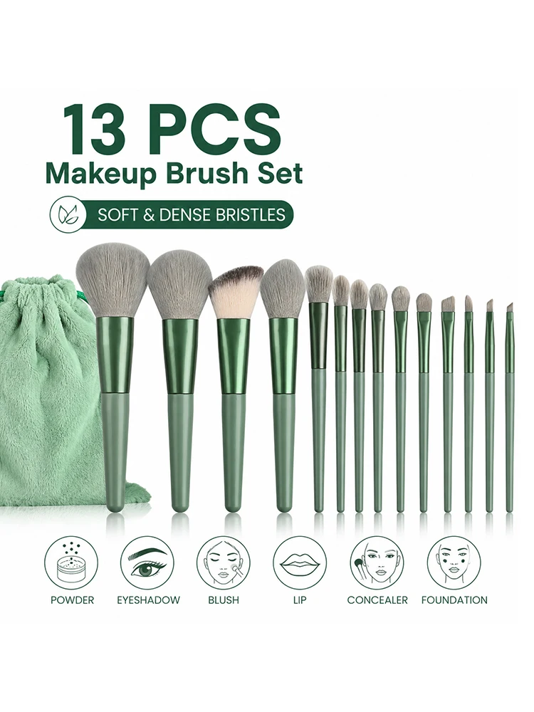 13-teiliges Make-up-Pinsel-Set, tragbar, für loses Puder, Lidschatten, Concealer, Rouge, Foundation, weiche Borsten, Beauty-Tools