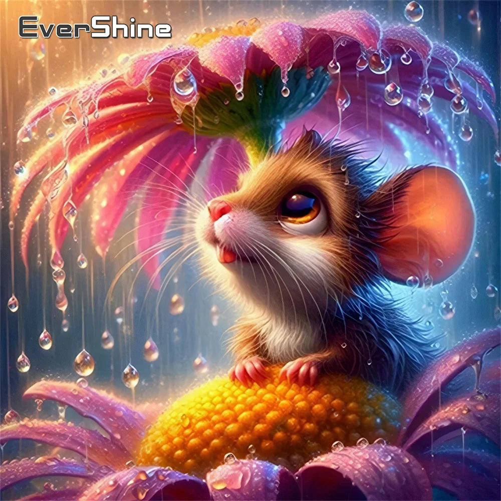 

Evershine DIY Diamond Mosaic Animal Embroidery Mouse Full Square Drill Painting Flower Rhinestones 5D Craft Kit Decor For Home
