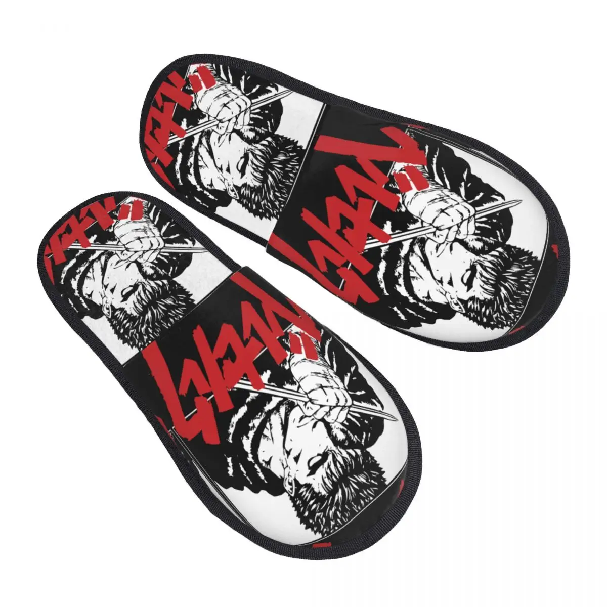 Berserk Guts Swordsman Furry Slippers Non Slip Japanese Manga Anime Cozy Memory Foam Slides Living Room